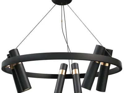  Black Mutil Pipe Chandelier 6 Lamps 3D model