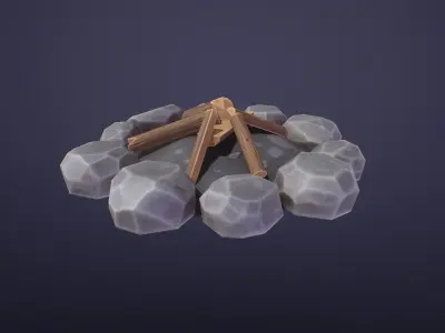 Stylized Campfire Low-poly 3D model