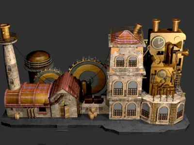 steampunk industrial factory  3D model