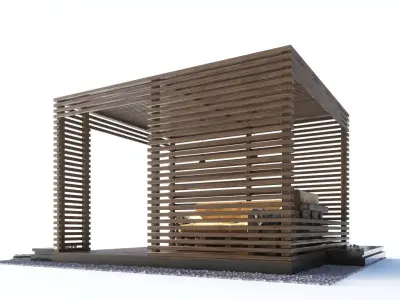 Loft style wooden arbor 3D model