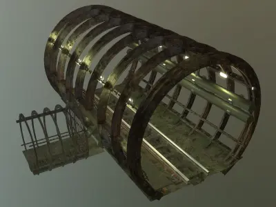 Subway tunnel set Low-poly 3D model