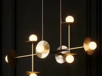 Nodes 8 Light Linear Suspension by Kelly Wearstler 3D model