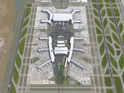 Guangzhou - Baiyun Airport Low-poly 3D model