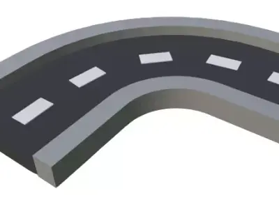 Single Curved Road Low-poly 3D model