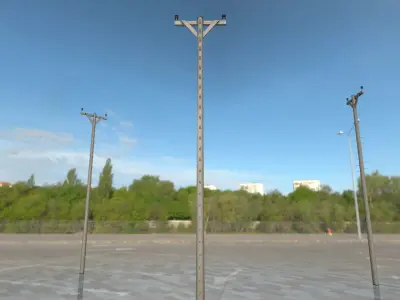 Wooden Electric Pole With Ladder - Object 014 Low-poly 3D model