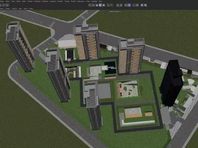 Modern Residential Towers Complex 3D model