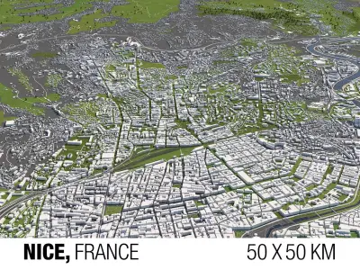 Nice France 50x50km 3D City Map 3D model