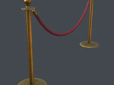 Stanchion and Velvet Rope 3D model