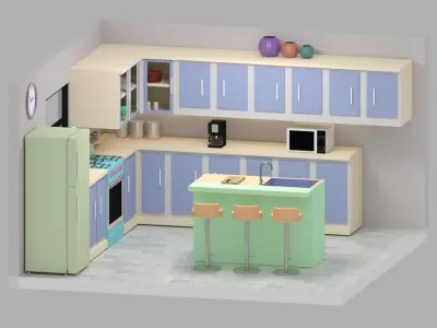 Kitchen Low-poly 3D model