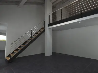 Modern stair with attributes Free low-poly 3D model