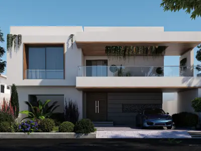 Modern House Elevation Visualization 3D model