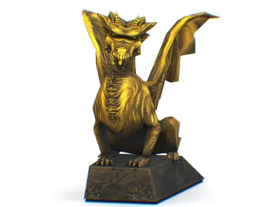 Statue Pedestal of the Golden Dragon Low-poly 3D model
