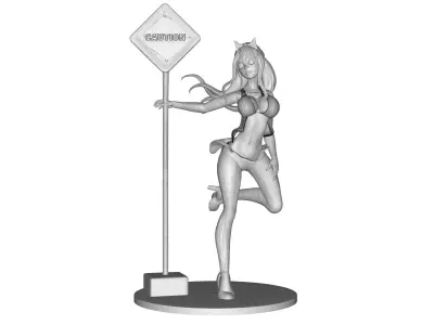 Caution Girl 3D print model