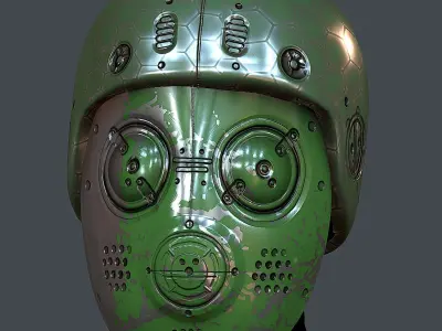 Gas mask helmet 3d model scifi Low-poly Low-poly 3D model 14