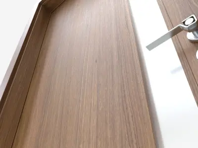 Modern Wooden Interior Door with Furniture 002 3D model