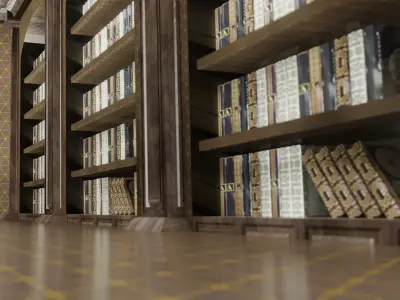 old style library interior Low-poly 3D model