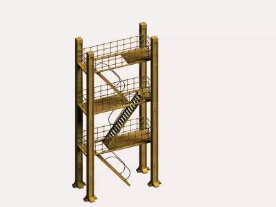 Multi-floor industrial type high platform Low-poly 3D model