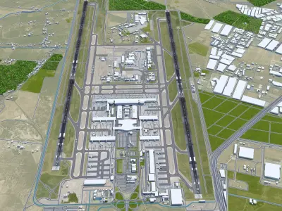 Santiago Airport 10km Low-poly 3D model