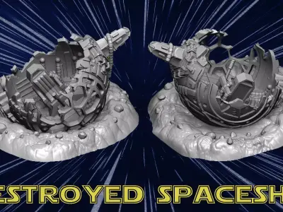 destroyed spaceship 3D print model