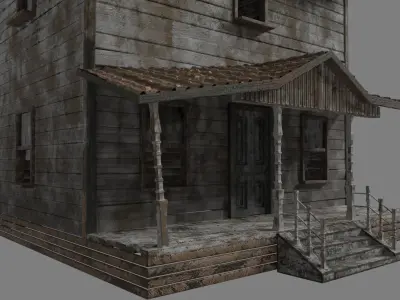 Abandoned Wooden House Low-poly 3D model