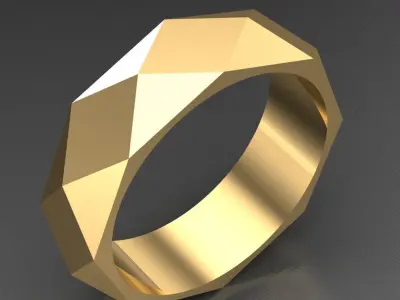 Light Gold Diamond Men Ring 2MR096 3D model