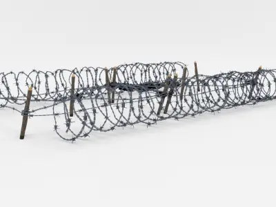 Low Poly Barb Wire Obstacle Low-poly 3D model