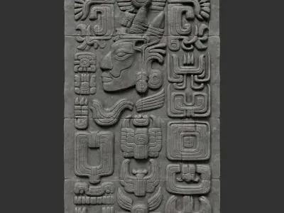 High poly Black Mayan Temple Wall 230719 3D model