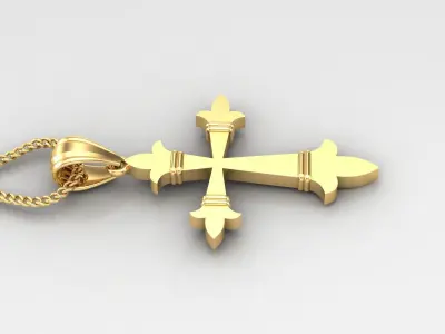Light Gold 18K Cross Pendant 2CP087 3D print model