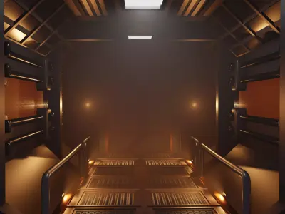 Sci-fi corridor Low-poly 3D model