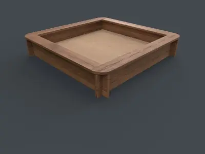 PBR Outdoor Wooden Sandbox Square B Low-poly 3D model