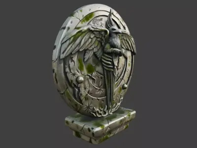 Eagle Stone Emblem Low-poly 3D model