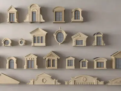 European-style window casing 3D model
