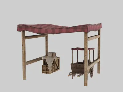 Medieval Stall Low-poly 3D model