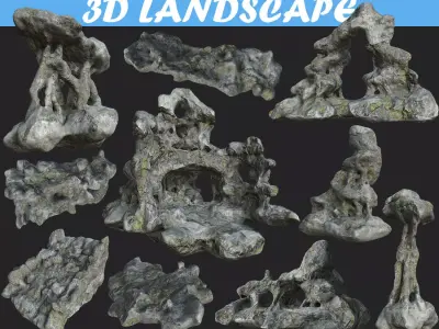 Low poly Fantasy Cave 02 Low-poly 3D model
