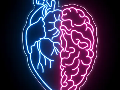 Heart Brain Neon Sign 3D model
