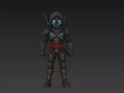 Powerful Futuristic Ninja Assassin Stylized 3D Character Model 3D model