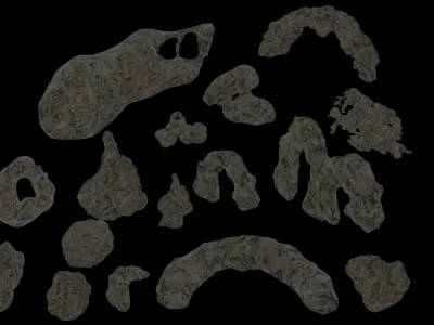 Cave tunnel and rocks mossy mountain PBR 8K Blundle KIT 3D model