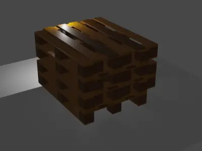 Pallet Set wooden with light shining Low-poly 3D model