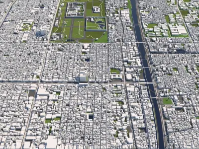 Kyoto Japan 50x50km 3D City 3D Map 3D model