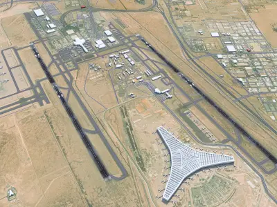 Kuwait Airport 10km Low-poly 3D model