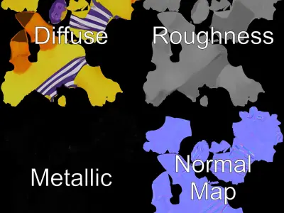 Cheerful Duck Character in Striped Shirt with Bow Tie  D Model Low-poly 3D model