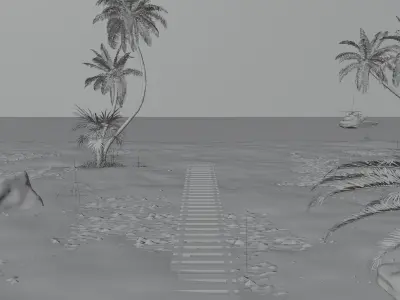 Realistic Beach Scene - 3D Artwork 3D model