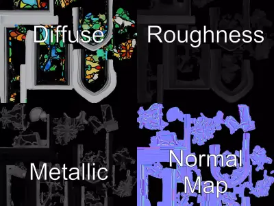 Colorful Stained Glass Window model pack Low-poly 3D model