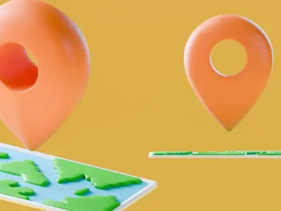 Marketing Icons - Maps Low-poly 3D model
