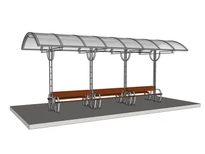canopy stop bus station shelter halte 3D model
