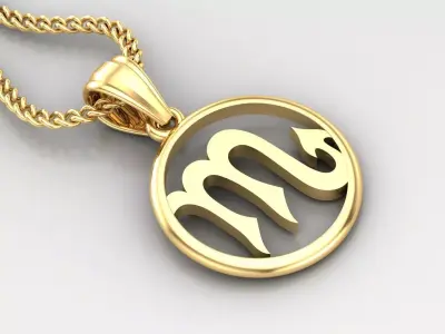 Circle Scorpio Light Gold Pendant Version 6 3D print model