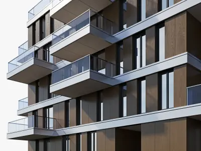 Modern residential building 9 3D model