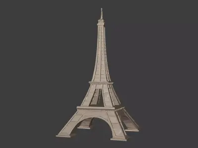 Polygonal Eiffel Tower -- Low Poly - 3D Print Ready 3D print model