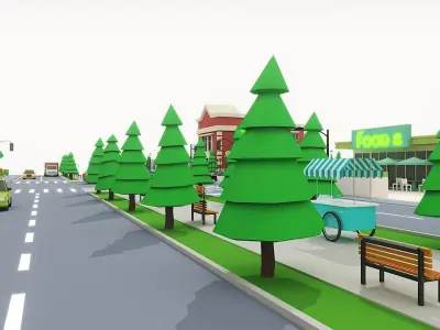 Isometric cartoon street 3d model 3D model
