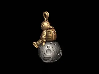 Astronaut moon pendant 3D print model